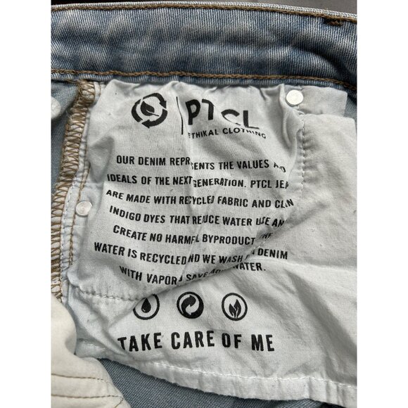 PTCL Ethikal Brand Flare Wide-Leg Jeans Sustainable Denim Star Back Detail Sz 31 - Picture 8 of 9